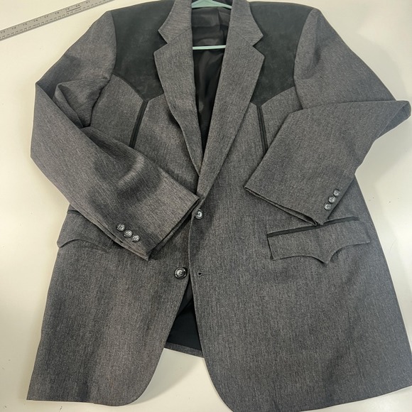 Circle S Blazer Mens 42L Gray Western Sport Coat Jacket Made USA Rodeo Cowboy - Picture 7 of 16